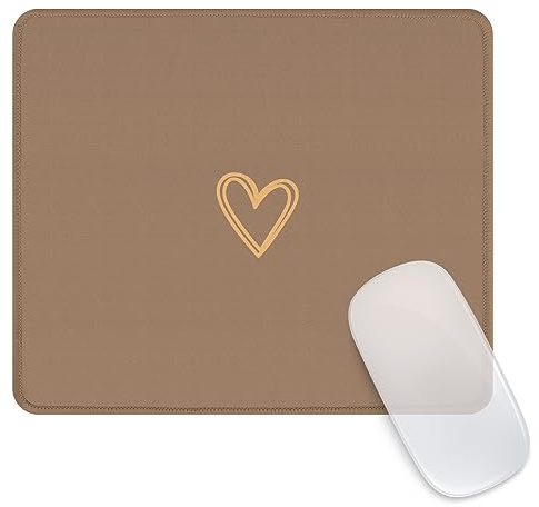 Ksriylm Mauspad,Quadratisches Braun süße Herzform Mouse Pad,FüR BüRo Und Zuhause,Mousepad Mit Motiv,Wasserdichtes Mousepad rutschfeste Gummiunterseite Computer-Mauspads FüR Kabellose Maus