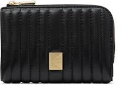 kate spade new york Deco Pebbled Leather Small Compact Wallet, Quilted Black