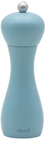 Macina Sale Manuale Rimini in Legno di Faggio Laccato Azzurro Opaco 18 cm, Macinino Manuale per Sale con Macina in Ceramica ad Alta Resistenza, Elegante e Made in Italy - BISETTI