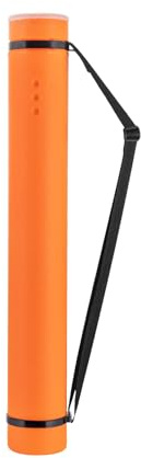 COOZEE Orange Posterrolle, verstellbar Zeichenrollenköcher mit Tragegurt, Kompakte Posterrolle für Transport und Aufbewahrung, Plakatrolle, Poster Transportrolle