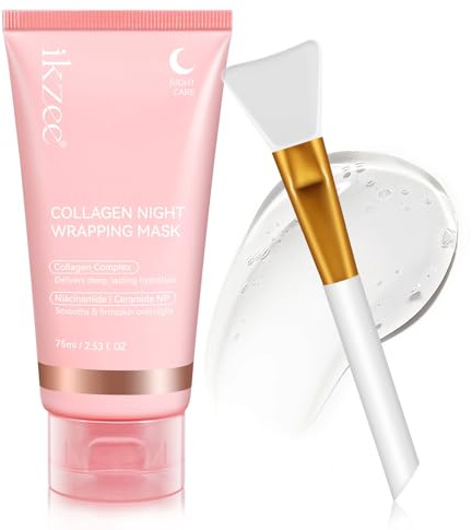 Maschera Al Collagene, Collagen Night Wrapping Mask, Maschera Peel Off Di Notte,Facciale Del Di Notte Di Bio, (75ml)