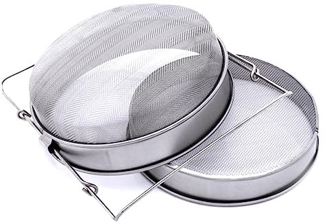 MAGICLULU Tamis à Miel Double Filtre Acier Inoxydable Tamis Fin Anti-corrosion Avec Bras Réglables Pour Seaux Matériel Apiculture