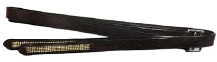 Cwell Equine Golden Crystal Bling Steigbügel, schwarzes Leder, 137,2 cm, Schwarz