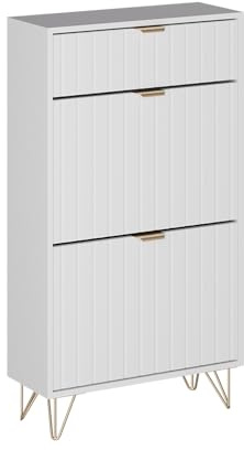 Vicco Schuhschrank Helge, Weiß, 60 x 107.5 cm | 2 Fächer, zur Aufbewahrung von Schuhen und Accessoires geeignet