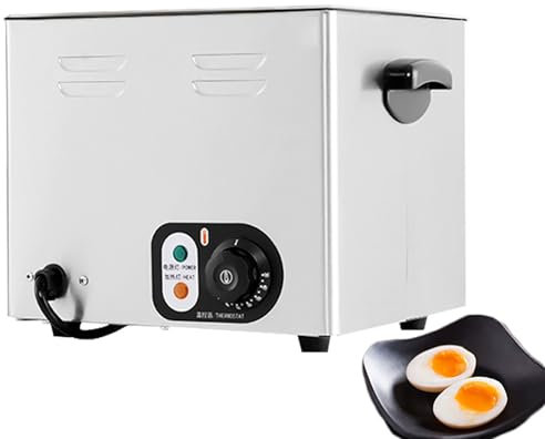 CHANGLKJ Hervidor De Huevos Eléctrico, Máquina Automática para Cocer Huevos Pasados por Agua con Tanque Interior De Acero Inoxidable, Temperatura 30~110°C Ajustable, Fácil De Limpiar, para Comedores