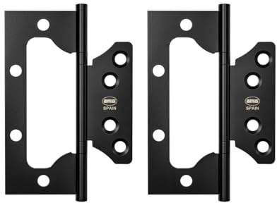 Amig - Pack de 2 Bisagras - 100 x 75,5 x 2,5 mm - Recomendada para su Uso en Puertas- Apertura y Cierre Silencioso - Acero Inoxidable Negro Mate - Incluye Tornillería