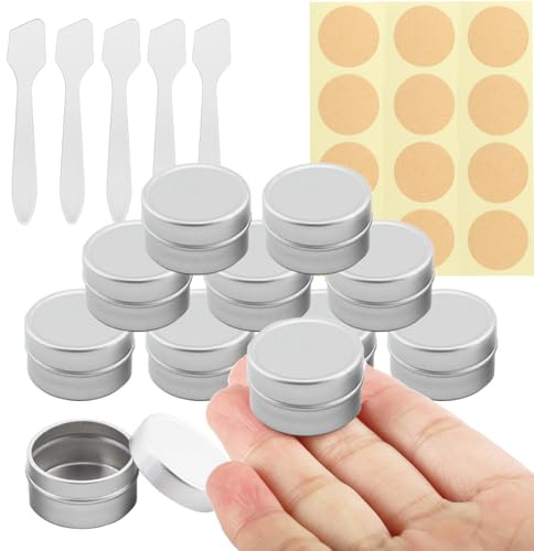 PQPAUTY 10 Pcs 5ml Aluminum Tins with Lids, Silver Aluminum Tin Jars Pots with Slip Lids, Lip Balm Tins, Small Round Metal Tins Pots for Cosmetic, Crafts, Salves, DIY Candles - D28mm x H17mm