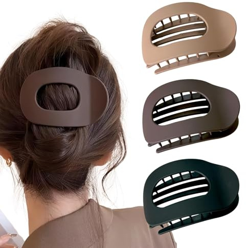 Ypkia 3 Stück Flache Haarklammer Groß FranzöSisches Haarspangen Damen Rutschfeste Haar Krallen FüR Dickes Haarschmuck