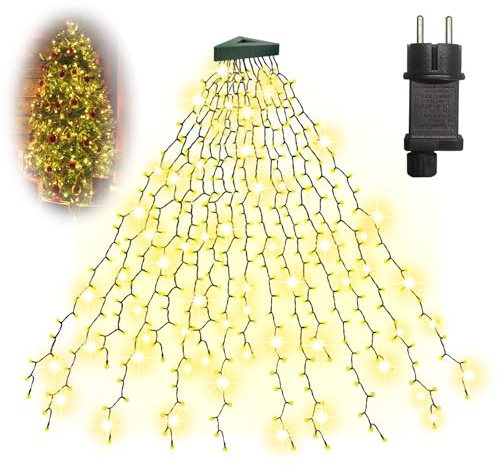Zewool 2m Christbaumbeleuchtung mit Ring und 16 Tränge,400er LED Weihnachtsbaum-Überwurf-Lichterkette für 150cm-240cm Tannenbaum (Warmweiß) [Energieklasse G]