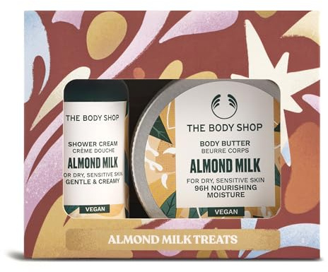 The Body Shop Almond Milk Treats Christmas Gift Set (Shower Cream 60ml + Body Butter 50ml), Gentle Festive Duo with Almond Milk & Oil, Soothing Care for Dry & Sensitive Skin, Vegan