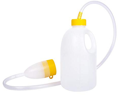 UZAMIRLEX Orinal portátil a Prueba de Fugas, Urinario de Cama Masculino con Tubo, 1700 ml, 90 cm, Amarillo