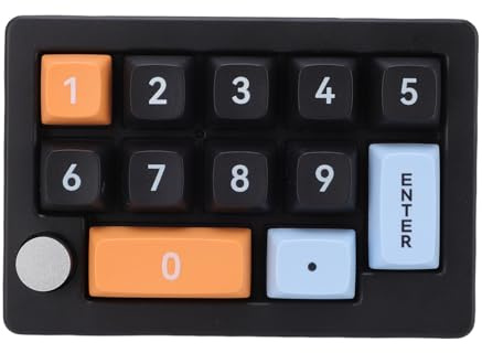 Fockety 12-Tasten-Mechanische Gaming-Tastatur, Einhand-Tastatur mit RGB-Hintergrundbeleuchtung, Hot-Swap-fähige Tastatur mit Joystick und Drehregler (Black)