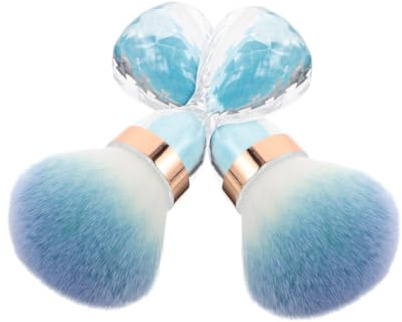 Garneck 2pcs Nail Dust Cleaning Brush Soft Large Head Makeup Brush Blue for Nail Art Powder Removal Manicure Finger Scrub Beauty Tool