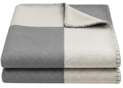 Luxusdecke Kaschmir & Wolle – Kuscheldecke für Sofa & Sessel (Grau)
