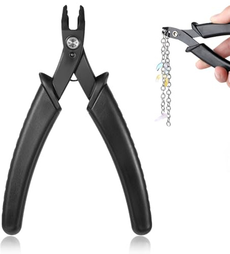 LXUEJIE Crimping Tool for Jewelry Making, Crimp Pliers with PVC Handle & Carbon Steel Head, 5 Inch Bead Crimper for DIY Craft, Jewelry Repair (Black, 1 Pcs)