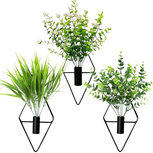 3 Jardinières Suspendues Artificielles（Comprend des Fleurs artificielles） Vases Muraux Plante Murale Artificielle Idéal pour Les Bureaux Jardins Fêtes Décoration Murale et Peut également