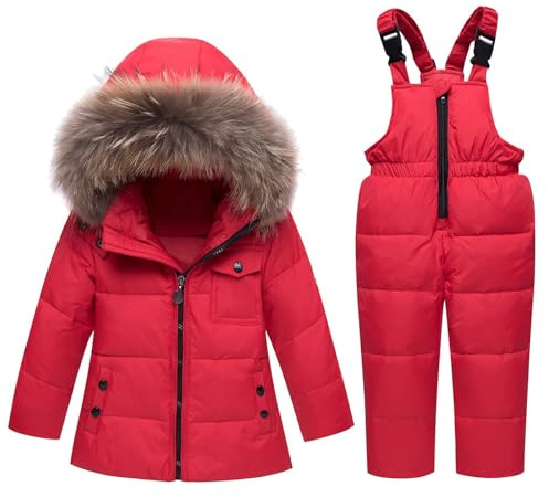 Combinaison de ski pour garçons et filles – Combinaison de neige imperméable et coupe-vent – Ensemble de tenue de ski d'hiver légère – Veste matelassée à capuche et salopette de neige – Pour ski
