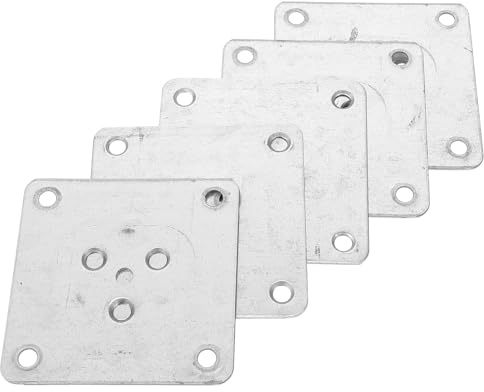 EXHUMKY 5Pcs Thickened 7X7Cm Square Iron Mounting Plates for Furniture Legs Sofa and Table Leg Connectors with 4 Inner Holes Heavy-Duty Sofa Support Fixing Hardware for Wood Furniture