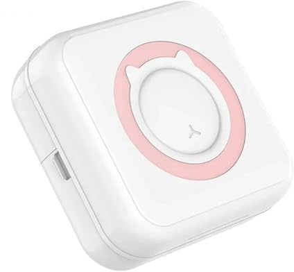 CCZRD Mini Impresora Portátil, Pegatinas Térmicas, Papel, Sin Tinta, Bluetooth, Inalámbrica, De Etiquetas Impresión Rápida Nítida Cada Etiqueta(Pink)