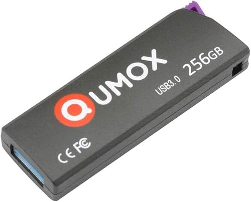 QUMOX Clé USB 3.0 256 Go Haute Vitesse, Compatible Windows, Mac et Linux