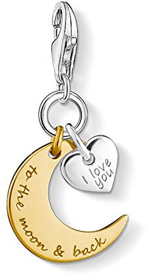 Thomas Sabo Damen Charm-Anhänger I Love You To The Moon & Back Mond Herz Charm Club 925 Sterling Silber 1443-413-39