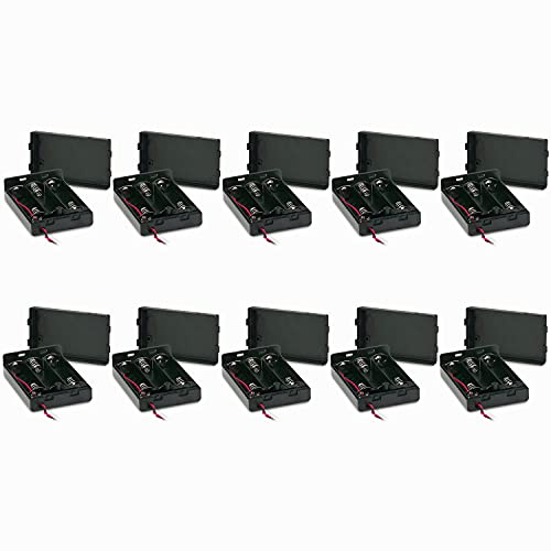 PerfectHD Batteriehalter - AAA Batteriefach - 3X AAA Mignon - mit EIN- und Ausschalter - 10 Stück in einem Set - schwarz