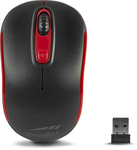 Speedlink CEPTICA Mouse Wireless - piccolo mouse senza fili per pc portatile e PC, notebook, laptop, Compatto e Leggero, ricevitore nano USB 2.4G, selettore dpi fino a 1600 dpi, nero-rosso