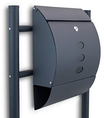 BITUXX® Freistehender Standbriefkasten Briefkastenanlage Briefkasten mit Zeitungsrolle Halbrund Dunkelgrau Anthrazit