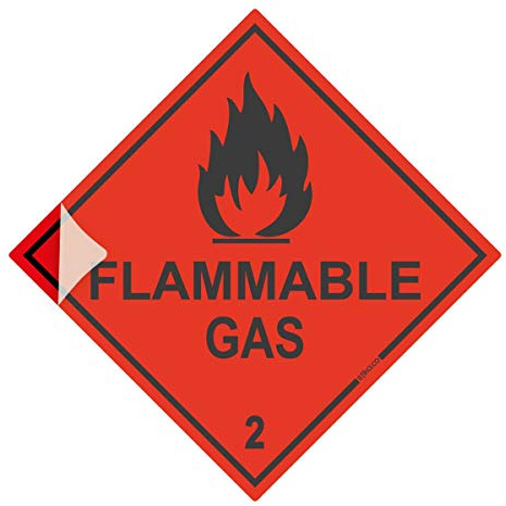 PREMIUM LAMINATED Flammable Gas 2 Sign, 200mm Vinyl Sticker, HSE Hazchem Warning Safety Signs