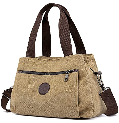 DOURR - Bolsos cruzados de lona para mujer, tipo hobo, con múltiples compartimentos, bolso mediano