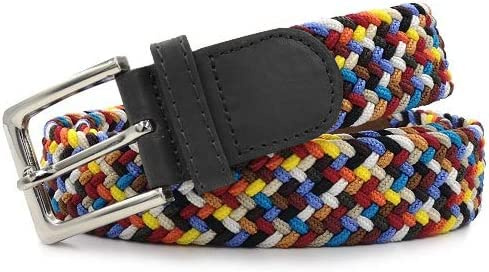GLOMY flätat elastiskt bälte för män och kvinnor i en färg eller dubbla färger unisex, Regnbåge, 110