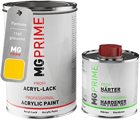 MG PRIME Pantone 116C Yellow brillant peinture acrylique 1,5 Litres / 1500 ml durcisseur inclus