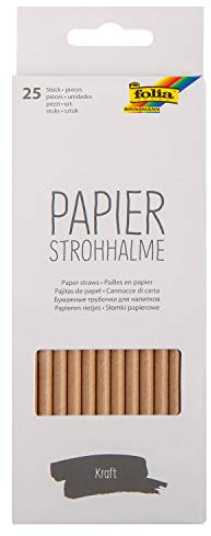 Folia - Paja de papel kraft, longitud: 200 mm, color negro