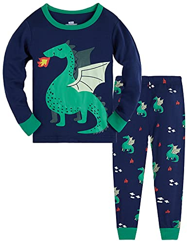 TEDD Boys Pyjamas Dinosaur Nightwear Cotton Toddler Clothes Kids Sleepwear Winter Long Sleeve Christmas Pjs Sets 2 Piece Outfit Xmas Gift 6-7 Years