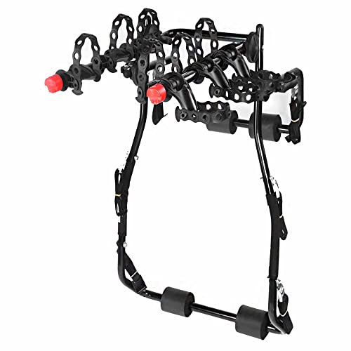 HXFENA Fahrradträger,Faltbarer GepäCkträGer aus Kohlenstoffhaltigem Stahl Hinten,Kann 3 FahrräDer AufhäNgen,Geeignet FüR SUV Van SchräGheck/Black/C