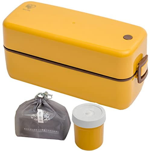 YHRJ Bento Box Lunch Scatole per Il Pranzo a Doppio Strato da 1000 ml, Set di contenitori per Alimenti per Riscaldamento a microonde per Lavoro, Tazza da minestra + Borsa per la conservazione