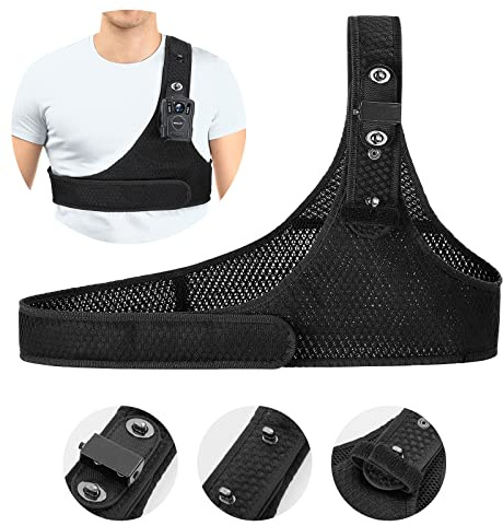 BOBLOV Body Camera Harness Mount, Body Camera Vest, Durable Single Shoulder Belt for All Bodycams, Velcro Wearing with Adjustable Size, Support Max 130cm/4.3ft and Min 116cm/3.8ft Chest Size