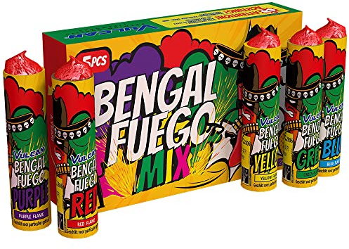 vama 5 Fach Mixed Bengalfeuer Bengalo Pyro Jugendfeuerwerk Party Silvester Hochzeit Feuerwerk Fontäne Vulkan (1 Schachtel)