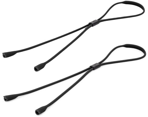 Pilotfish Premium silikon solglasögonrem, justerbar glasögonhållare med unik genomströmningsdesign – universell passform, Svart 2-pack, 53 Centimeters