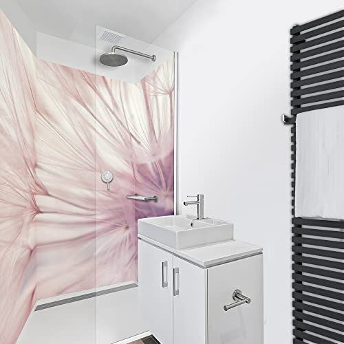 WANDFREUDE individuelle Duschrückwand Aluverbundplatte auf Maß (3 Stück - Luftige Pusteblume - Premium Matt Lack) – Dusche Wandverkleidung Duschwandverkleidung Duschrückwände