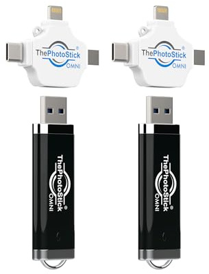 ThePhotoStick® Omni 128GB (2 Pack) - Photo & Video Backup and Transfer | Digital File Organizer | USB & Multiport Connection for Phones, Tablets and Computers | Portable Memory | External Storage