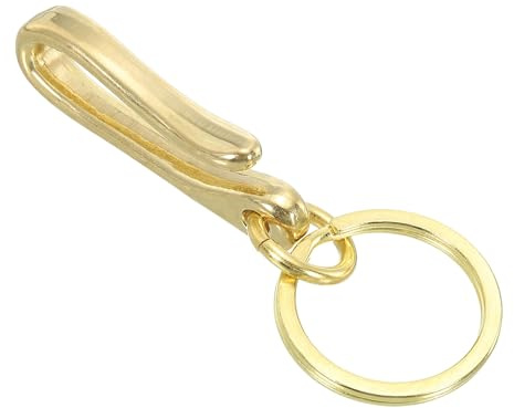 PATIKIL U Shape Hook Keychain, 2 Inch Long Solid Brass U Key Loop Hook Belt Clip Fish Hook Keychain for Wallet Chain Pocket