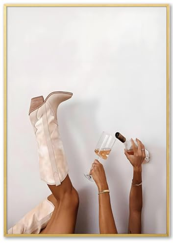 Yolbcdr Rosa Cowgirl-Stiefel Wandkunst-Bilder Country Home Decor Western Teen Girl Ästhetisches Poster Modern Neutral Trendy Preppy Leinwand (Rosa, 40,6 x 61 cm, ungerahmt)