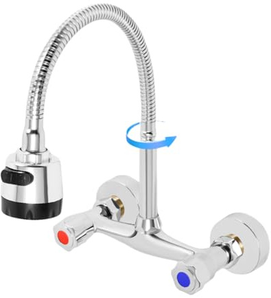 Froulaland Grifo de Cocina, Montaje en Pared, Acero Inoxidable Cromado, Extensible, Monomando Frío y Caliente