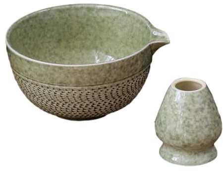 Bol à Matcha Japonais Traditionnel 500ml - Ensemble Avec Support Fouet Et Bol En Céramique Pour La Table, Thé Matcha, Vert