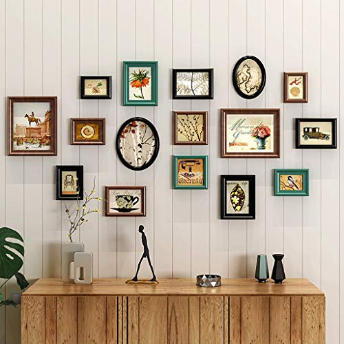 Bilderrahmen Collage Set Vintage Fotorahmen aus Holz, Collagen-Wandset | Kombinationsrahmen für mehrere Bildergalerien | Bilderrahmen organisieren für Wohnzimmer, Treppenhaus, Hintergrund, Wanddekora