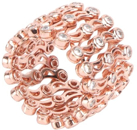 WRITWAA Verstellbarer Damenring Armband 2 in 1, Kupfer Silber, Strass, Golden, FüR Hochzeit Und Party