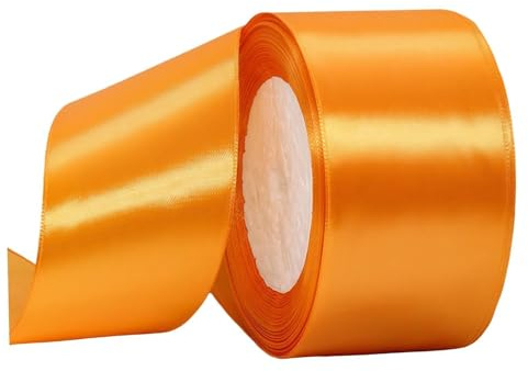 Orange Satinband 50mm,Geschenkband Satinband 22 Meter Polyesterband, Orange Schleifenband für Geschenkverpackung,Dekoration,Hochzeit,Weihnachten,Bastelarbeiten,und Geschenkverpackung