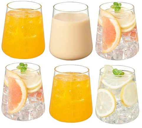 Eden & Willow Highball Drinking Glasses, Set of 6, Premium Borosilicate Glass, Ideal for Cocktails & Cold Beverages (Set of 6, 450ml)
