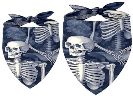 Hundehalstuch, Totenkopf-Skelett, für Mädchen und Jungen, waschbar, Halstuch, Zubehör für kleine, mittelgroße und große Hunde, Welpen, Katzen, Haustiere, 2 Stück